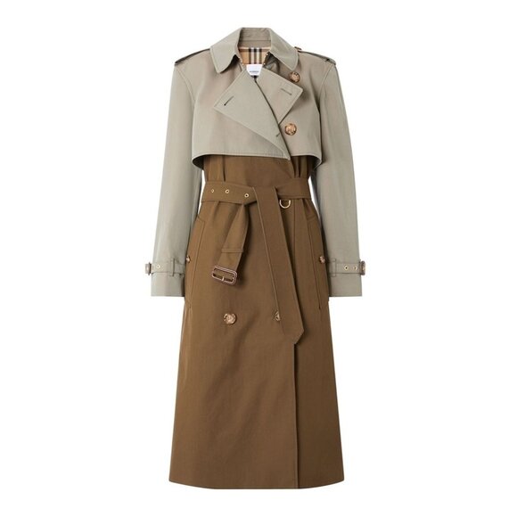Burberry Double-Breasted Two-Tone Reconstructed Trench Coat - Size 4 - Picture 5 of 16